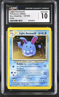 CGC 10 GEM MINT Light Azumarill 2002 Neo Destiny 13/105 Holo Pokemon Card - Image 1