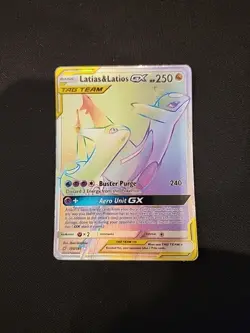Latias & Latios GX Holo Card 190/181 Secret Team Up Tag Team Rainbow - Image 1