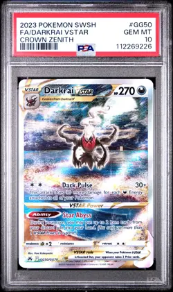 Darkrai VSTAR PSA 10 English Pokemon Card GG50/GG70 Crown Zenith 2023 Full Art - Image 1