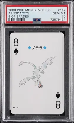 2000 POKEMON SILVER VERSION PLAYING CARDS 8 OF SPADES #142 AERODACTYL PSA 10 - Image 1
