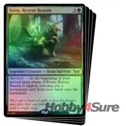Foil Kona, Rescue Beastie (187) X4 M/NM Magic MTG Duskmourn: House Of Horror - Image 1