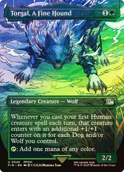 NM Borderless Foil Torgal, A Fine Hound, MTG, Final Fantasy, Magic, 345 - Image 1