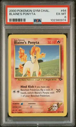 2000 POKEMON GYM CHALLENGE #64 BLAINE'S PONYTA PSA 6 - Image 1