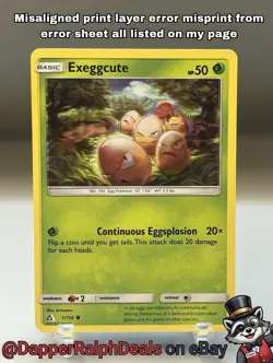 Pokemon Misaligned Print Layer Misprint Error Exeggcute 1/156 Ultra Prism - Image 1