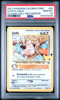 2021 POKEMON CELEBRATIONS CLASSIC COLLECTION #20 CLEFFA-HOLO PSA 10 - Image 1