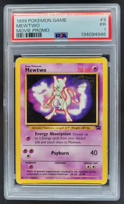 1999 Pokemon Wizards Black Star Promos Mewtwo #3 PSA 1 NE - Image 1