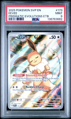 2025 POKEMON PRISMATIC EVOLUTIONS ELITE TRAINER BOX PROMO #173 EEVEE PSA 9 - Image 1