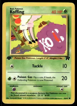 Pokemon TCG Team Rocket #58/82 Koffing 1st Edition LP - Image 1