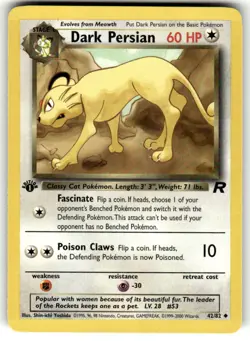 Pokemon TCG Team Rocket 1st Edition #42/82 Dark Persian LP+ - Image 1