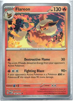 Pokemon TCG Flareon Scarlet & Violet-151 136/165 Reverse Holo Holo Rare - Image 1