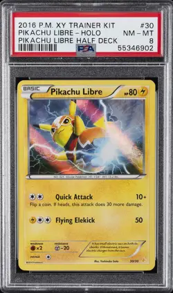 2016 POKEMON XY TRAINER KIT PIKACHU LIBRE HALF DECK #30 PIKACHU LIBRE-HOLO PSA 8 - Image 1