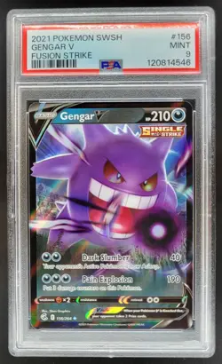 2021 Pokemon Sword & Shield Fusion Strike Gengar V #156/264 PSA 9 NE - Image 1