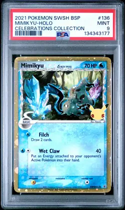 2021 POKEMON SWSH BLACK STAR PROMO CELEBRATIONS COLL #136 MIMIKYU-HOLO PSA 9 - Image 1