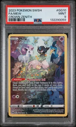 2023 POKEMON SWORD & SHIELD CROWN ZENITH #GG10 FULL ART/MEW PSA 9 - Image 1