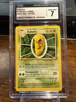 1999 Pokemon Base Set Unlimited #33/102 Kakuna - Vintage WOTC - CGC 7 Near Mint - Image 1