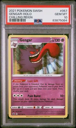 2021 POKEMON SWORD & SHIELD CHILLING REIGN #057 GENGAR-HOLO PSA 10 - Image 1