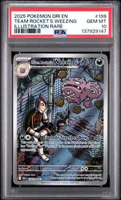 2025 POKEMON DRI ILLUSTRATION RARE #199 TEAM ROCKET'S WEEZING PSA 10 - Image 1