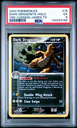 2004 POKEMON EX TEAM ROCKET RETURNS #15 DARK DRAGONITE-HOLO PSA 5 - Image 1