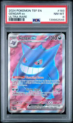 2024 POKEMON TEF EN-TEMPORAL FORCES ULTRA RARE #193 GENGAR EX PSA 8 - Image 1