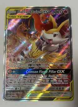 2019 POKEMON SM TAG TEAM GENERATIONS FULL ART/CHARIZARD & BRAIXEN GX - Image 1