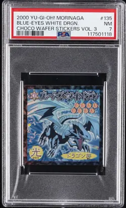 2001 YU-GI-OH! MORINAGA WAFER STICKERS #135 BLUE-EYES WHITE DRAGON PSA 7 - Image 1