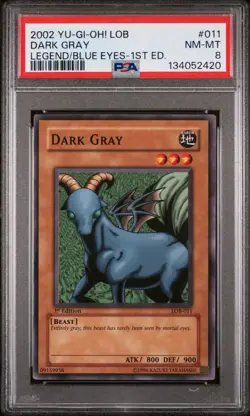 2002 YU-GI-OH! LOB-LEGEND OF BLUE EYES WHITE DRAGON 1ST ED #011 DARK GRAY PSA 8 - Image 1