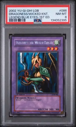 2002 YU-GI-OH! LOB 1ST EDITION #086 DRAGONESS THE WICKED KNIGHT PSA 8 - Image 1