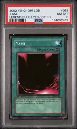 2002 YU-GI-OH! LOB-LEGEND OF BLUE EYES WHITE DRAGON 1ST ED #051 YAMI PSA 8 - Image 1