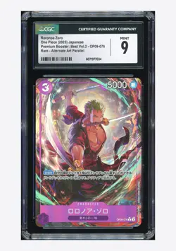 One Piece CGC 9 Roronoa Zoro R Alt Art 2025 OP09-076 PRB02 Japanese - Image 1