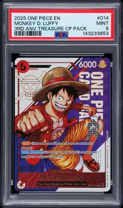 2025 ONE PIECE EN 3RD ANNIVERSARY TREASURE CP #014 MONKEY D. LUFFY PSA 9 - Image 1