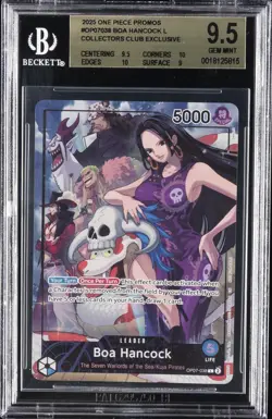 2025 ONE PIECE PROMOS COLLECTORS CLUB EXCLUSIVE #OP07038 BOA HANCOCK L BGS 9.5 - Image 1