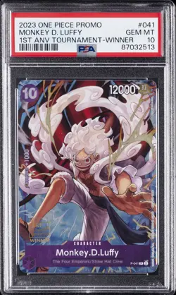 2023 ONE PIECE PROMOS 1ST ANV TOURNAMENT-WINNER #041 MONKEY D. LUFFY PSA 10 - Image 1