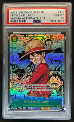 2025 One Piece Carrying On His Will Monkey D Luffy Manga Alt Art OP13-118 PSA 10 - Image 1