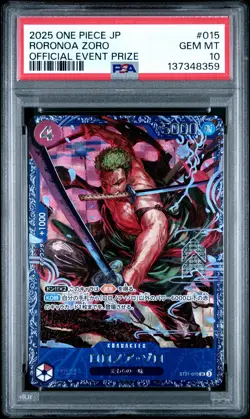 2025 ONE PIECE JPN PROMOS OFFICIAL EVENT PRIZE #015 RORONOA ZORO PSA 10 - Image 1