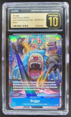 2025 ONE PIECE CCG BUGGY 2ND ANNIVERSARY RARE OP09-051 CGC 10 PRISTINE AL2 - Image 1