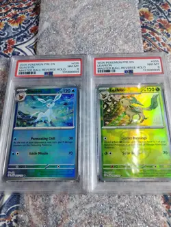 Pokemon TCG Glaceon & Leafeon Masterball PSA 8 Card - Image 1