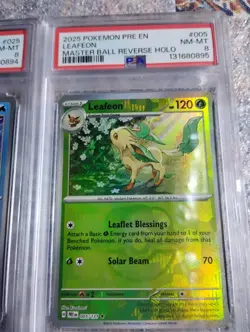 Pokemon TCG Glaceon & Leafeon Masterball PSA 8 Card - Image 3