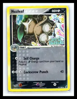 💥 Nuzleaf 39/100 EX Crystal Guardians Reverse Holo Rare Stamped Pokemon Card - Image 1