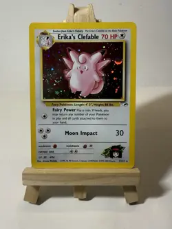 Erika's Clefable 003/132 Gym Heroes Holo w/ Swirl Rare Pokemon Card - Image 1