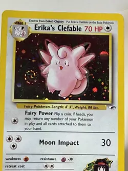 Erika's Clefable 003/132 Gym Heroes Holo w/ Swirl Rare Pokemon Card - Image 4