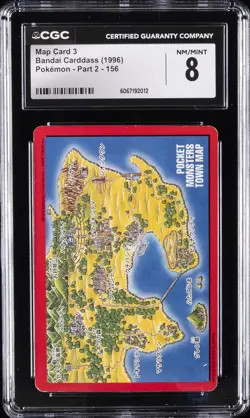 1996 BANDAI CARDDASS POKEMON PART 2 #156 MAP CARD 3 CGC 8 - Image 1