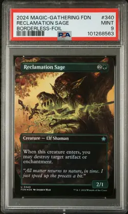 2024 MTG FOUNDATIONS BORDERLESS-FOIL #340 RECLAMATION SAGE PSA 9 - Image 1
