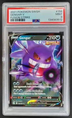 2021 Pokemon Sword & Shield Fusion Strike Gengar V #156/264 PSA 9 NE - Image 1