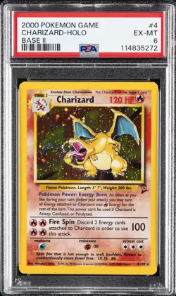 2000 POKEMON BASE SET 2 #4 CHARIZARD-HOLO PSA 6 - Image 1