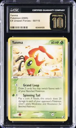 2005 POKEMON EX UNSEEN FORCES #50 YANMA CGC 10 PRISTINE - Image 1