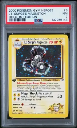 2000 POKEMON GYM HEROES HOLO-1ST EDITION #8 LT. SURGE'S MAGNETON PSA 7 - Image 1