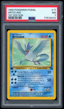 1999 Pokemon 1st Edition - Fossil 17/62 Articuno Non-Holo PSA NM 7 - Image 1