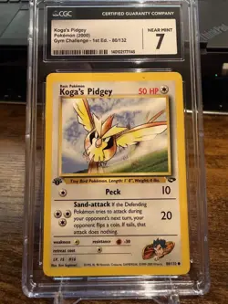 2000 Pokemon Gym Challenge 1st Ed #80 Koga's Pidgey Vintage WOTC - CGC 7 - Image 1