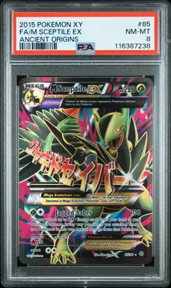 2015 POKEMON XY ANCIENT ORIGINS #85 FULL ART/M SCEPTILE EX PSA 8 - Image 1