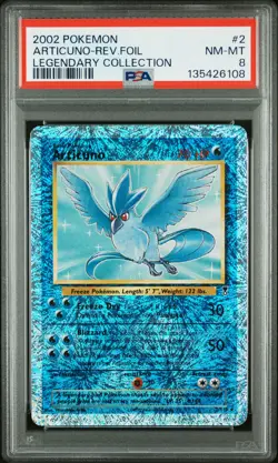 2002 POKEMON LEGENDARY COLLECTION #2 ARTICUNO-REVERSE FOIL PSA 8 - Image 1